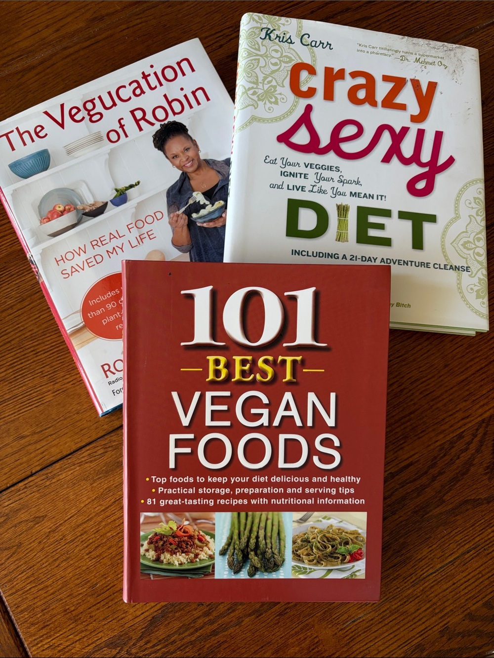 Lot of 3 101 Best Vegan Foods, The Vegucation of Robin & Crazy Sexy Diet